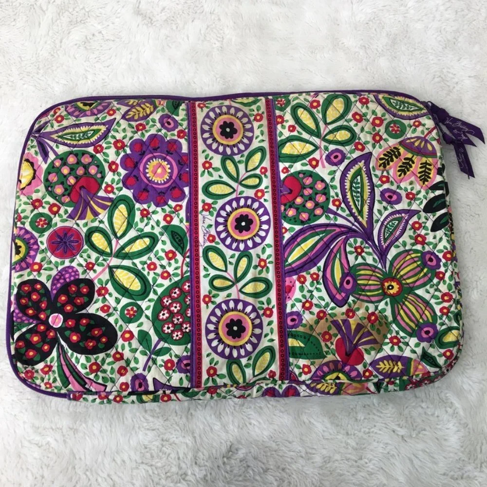 Vera Bradley Floral Multicolor Quilted Fabric Laptop Case Bag 11.5 x 16.5